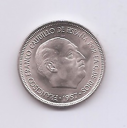 ESTADO ESPAÑOL (FRANCO) DEL AÑO 1957*67 DE 5 PESETAS